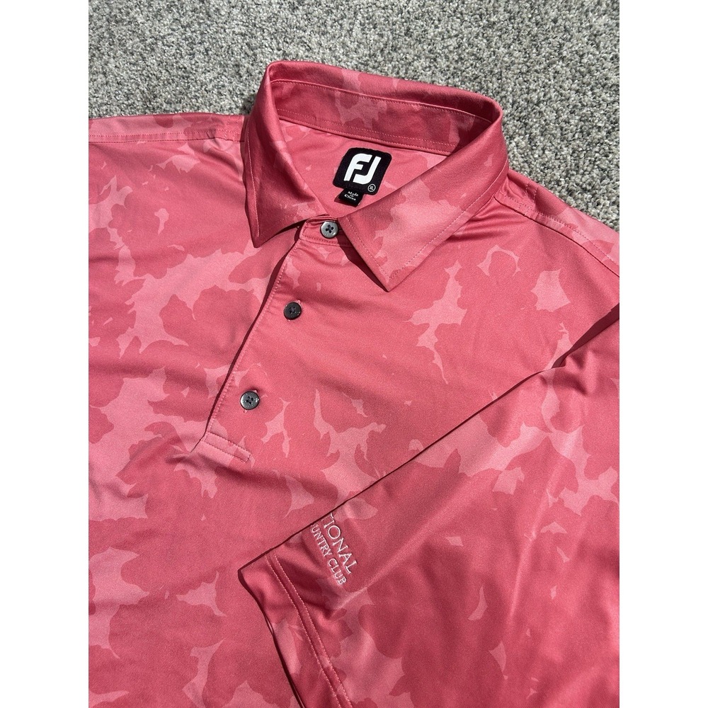 FootJoy‎ Performance Polo Shirt Mens XL Pink Camo Golf Stretch Athletic FJ Logo